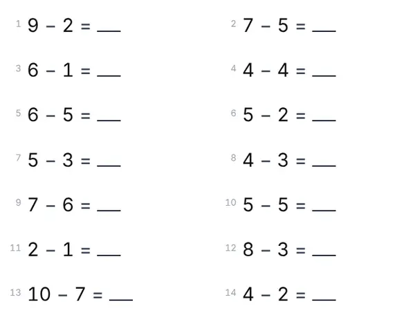 Example: Subtraction within 10