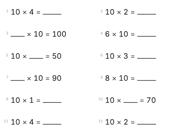 Ejemplo: Tabla del 10