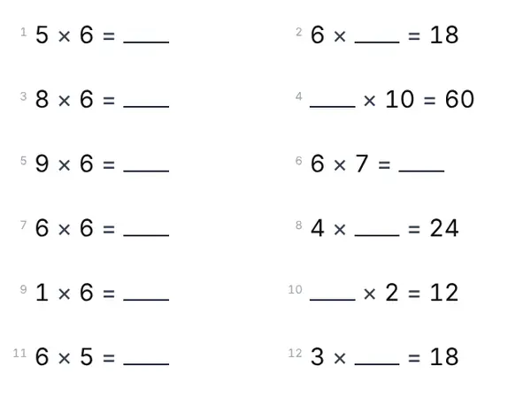 Ejemplo: Tabla del 6